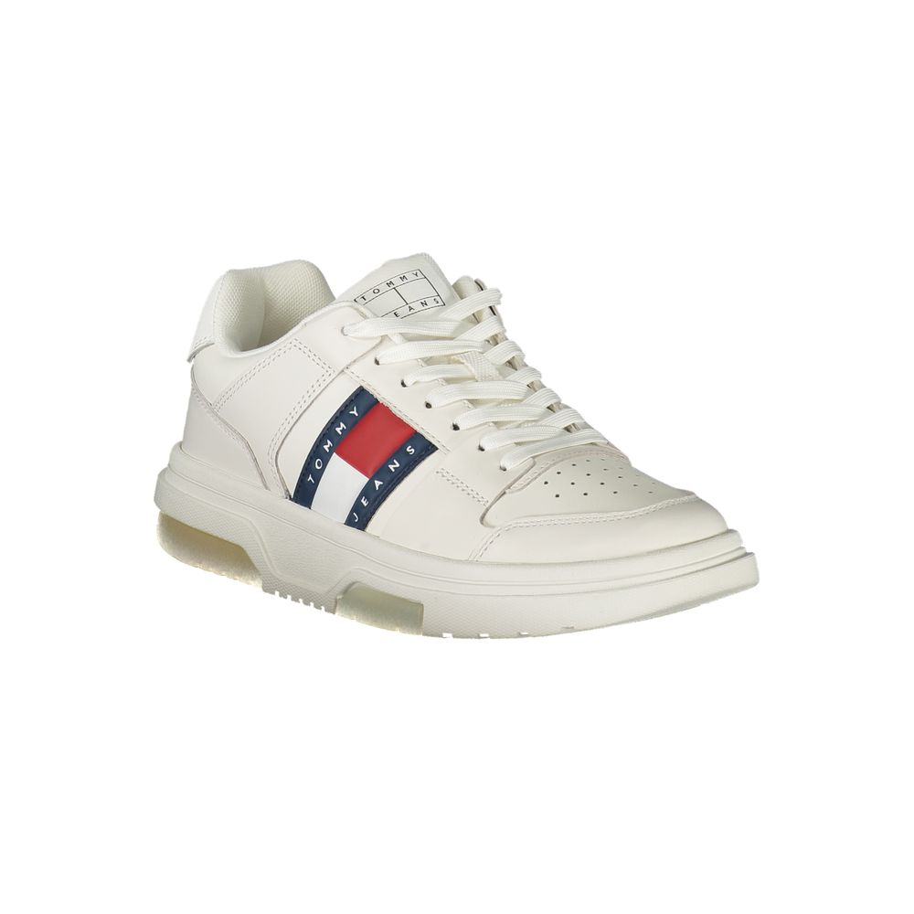 Alt Tag: Tommy Hilfiger White Leather Women Sneaker with iconic logo and stylish design, perfect for fashion-forward athleticism.