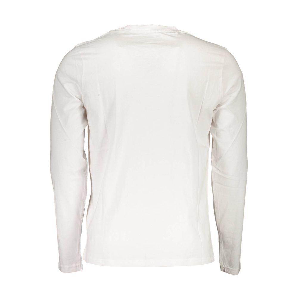 Back view of North Sails White Cotton Men T-Shirt with long sleeves showcasing premium casual luxury.