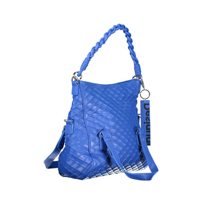 Desigual Blue Polyethylene Women Handbag with woven texture and versatile straps