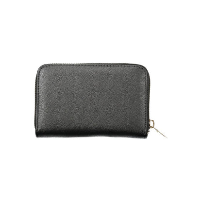 Guess Jeans Black Polyethylene Women Wallet with zip closure and sleek design, featuring two compartments and a coin purse for organization.