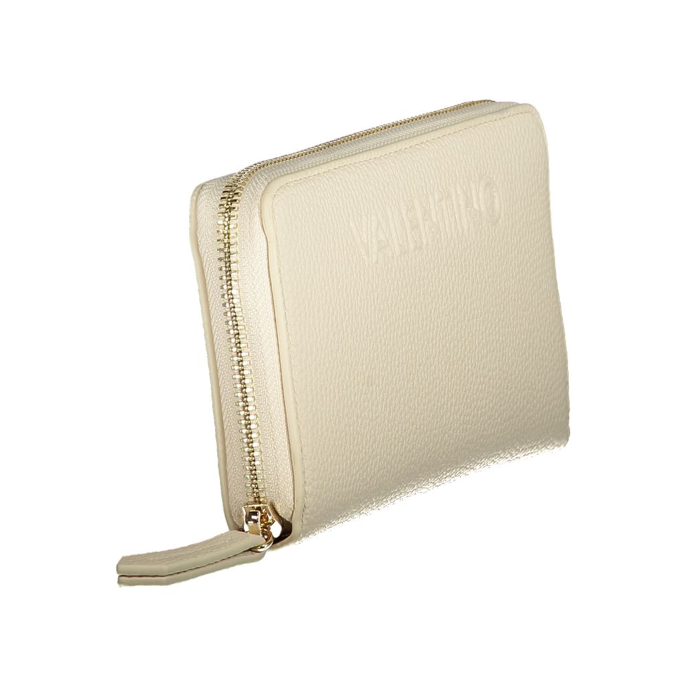 Mario Valentino Beige Polyethylene Wallet with zip closure, 6 compartments, and logo embossing.