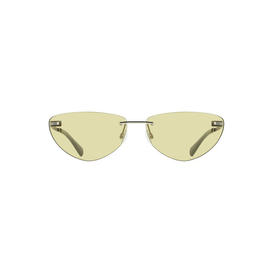 Calvin Klein Green Metal Women Sunglass with drop-shaped green lens, chic metal frame, and iconic logo.