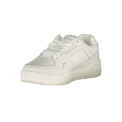 Tommy Hilfiger White Polyester Sneaker with laces, contrast details, and logo print