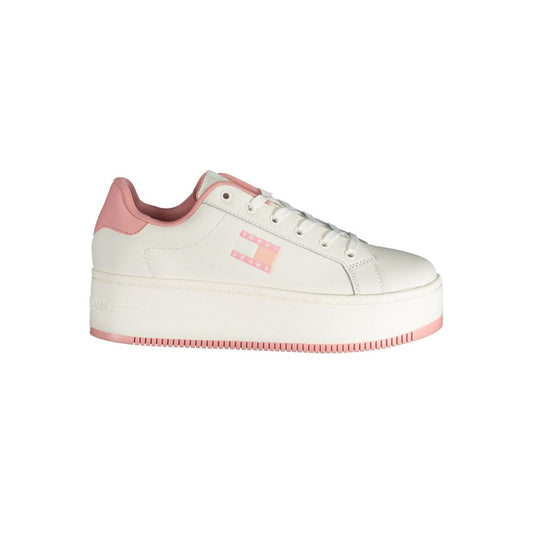 Tommy Hilfiger Pink Polyester Sneaker with 5 cm wedge, lace, print, and logo - Sports footwear.