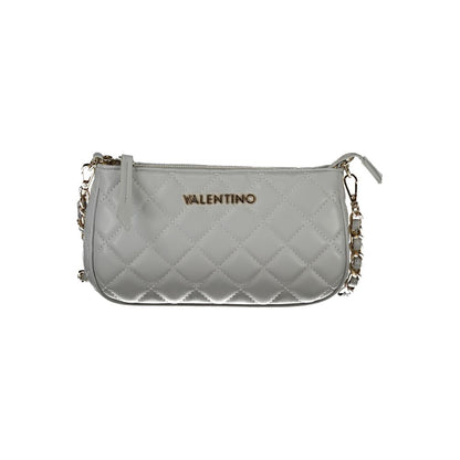 Mario Valentino Gray Polyethylene Women Handbag with chain strap and logo detailing