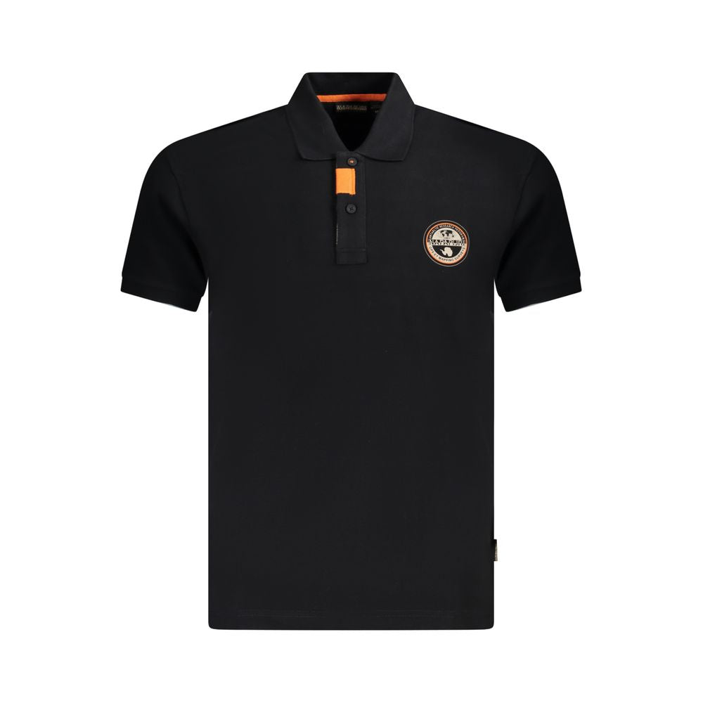 Napapijri Black Cotton Men Polo Shirt NA-35684-XXL
