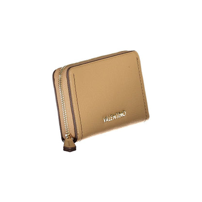 Mario Valentino Beige Polyethylene Women Wallet with Valentino logo, chic design, and spacious interior for modern fashionistas.