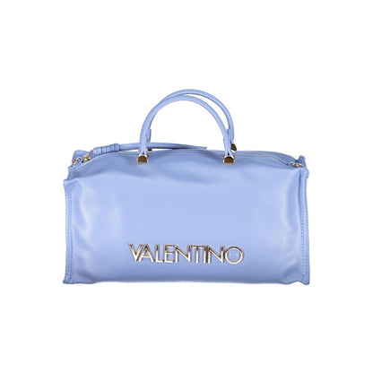 Mario Valentino Light Blue Polyethylene Women Handbag with logo and dual handles.