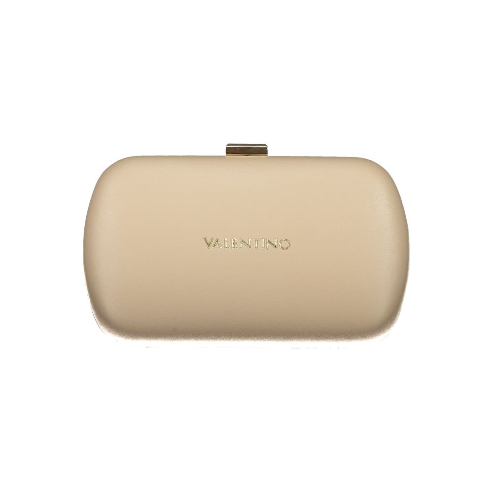 Mario Valentino Beige Polyethylene Women Handbag with logo and snap closure.