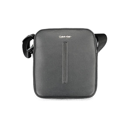 Calvin Klein Black Polyester Men Shoulder Bag with adjustable strap and subtle logo, crafted from recycled materials for eco-conscious fashion.