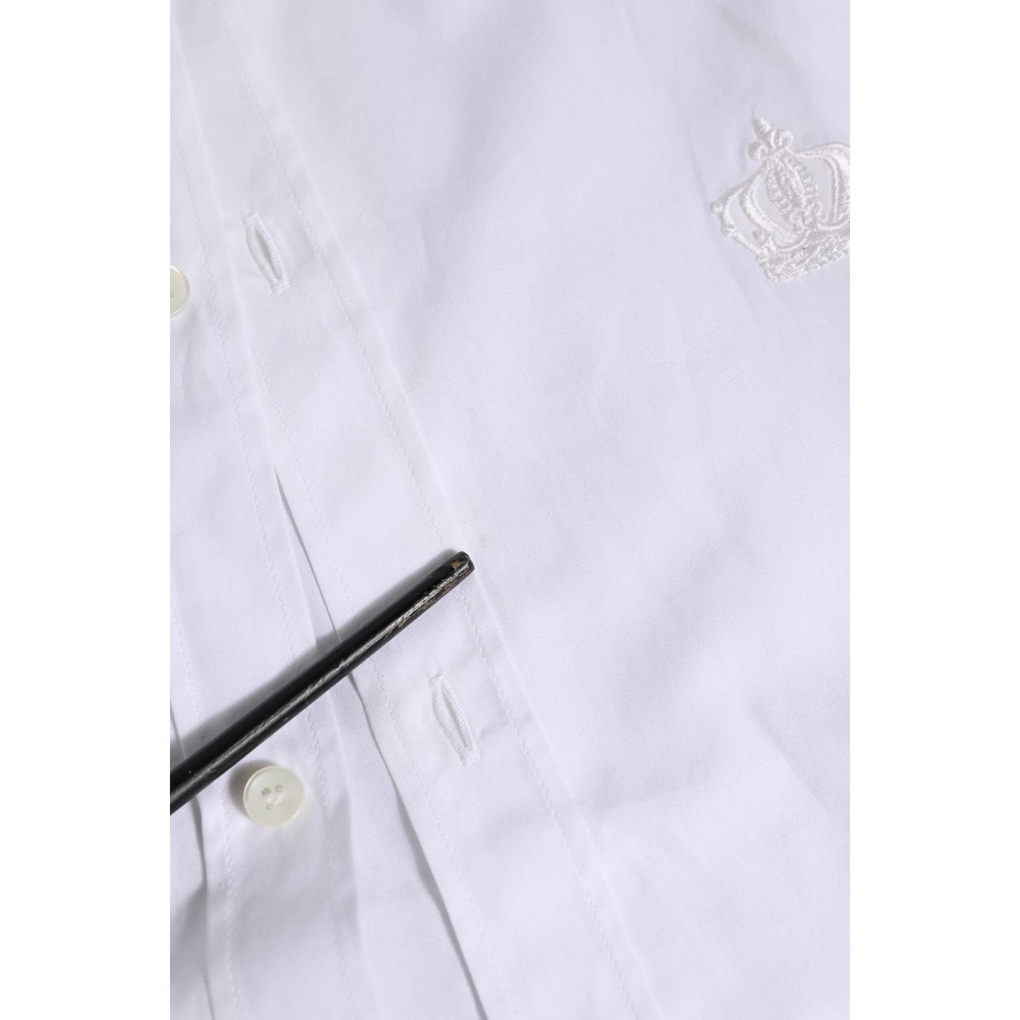 Dolce & Gabbana White Cotton GOLD Long Sleeves Formal Shirt