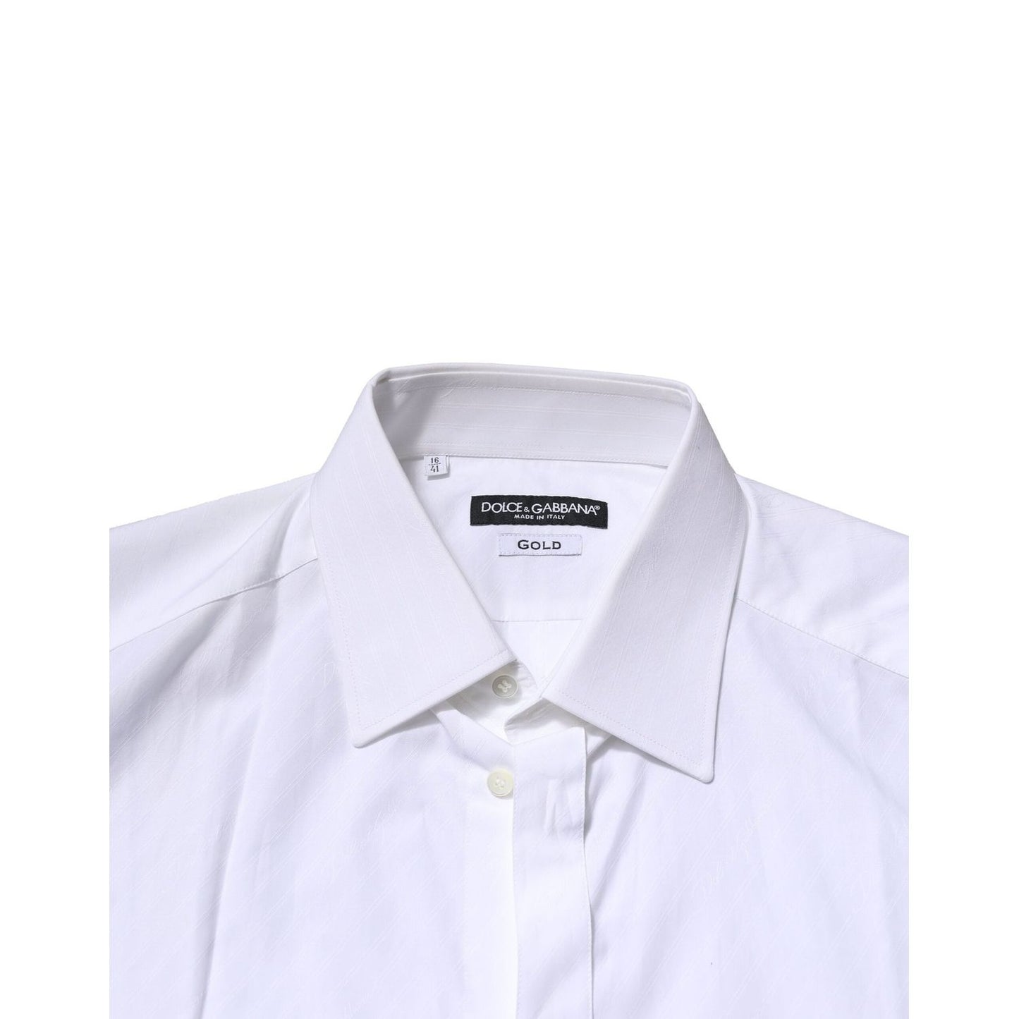 Dolce & Gabbana White Cotton Long Sleeves GOLD Formal Shirt