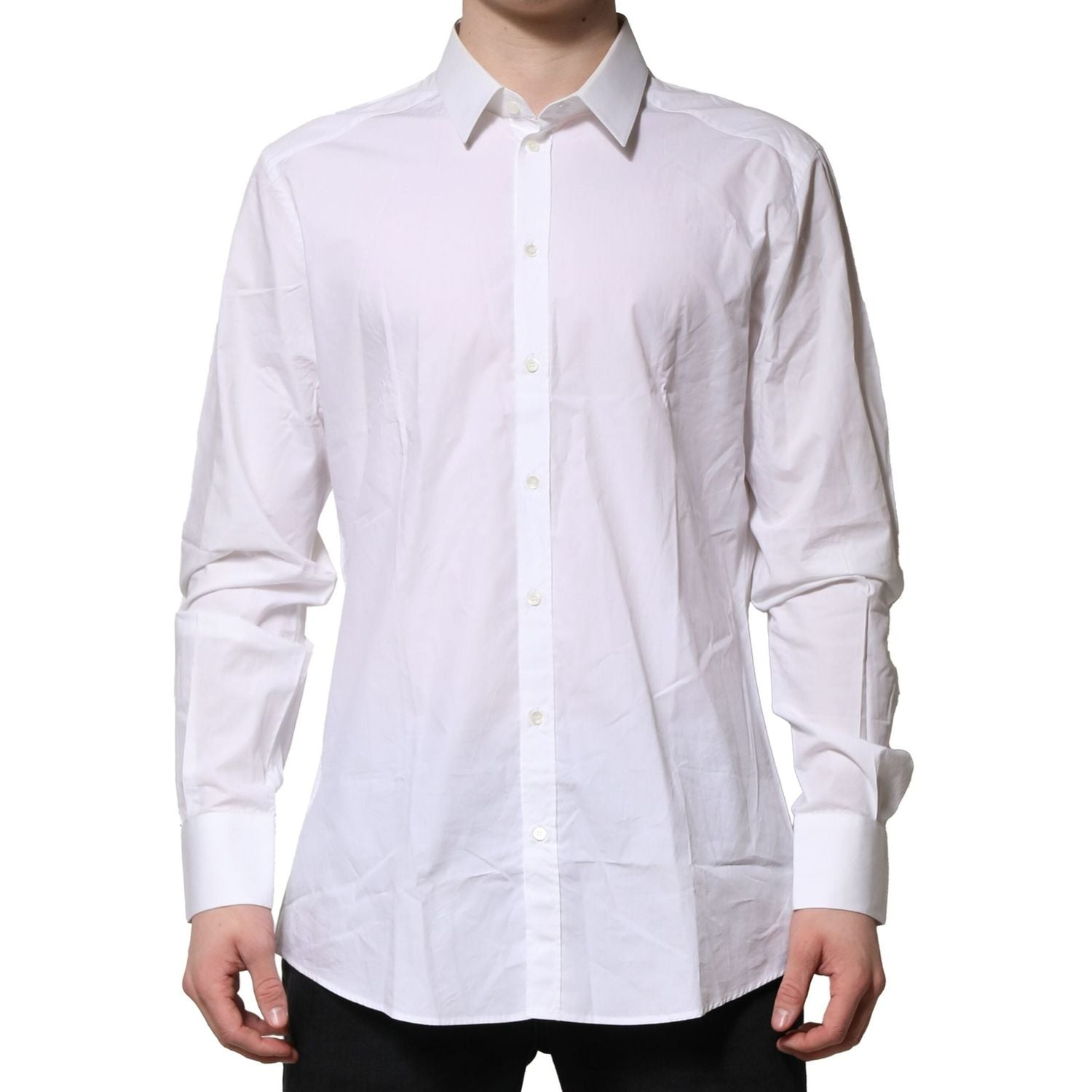 Dolce & Gabbana White Cotton GOLD Long Sleeves Formal Shirt