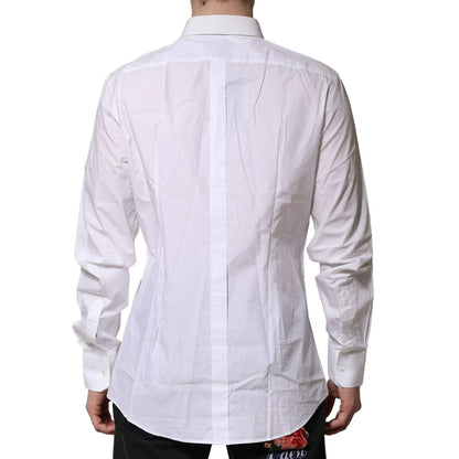 Dolce & Gabbana White Cotton GOLD Long Sleeves Formal Shirt