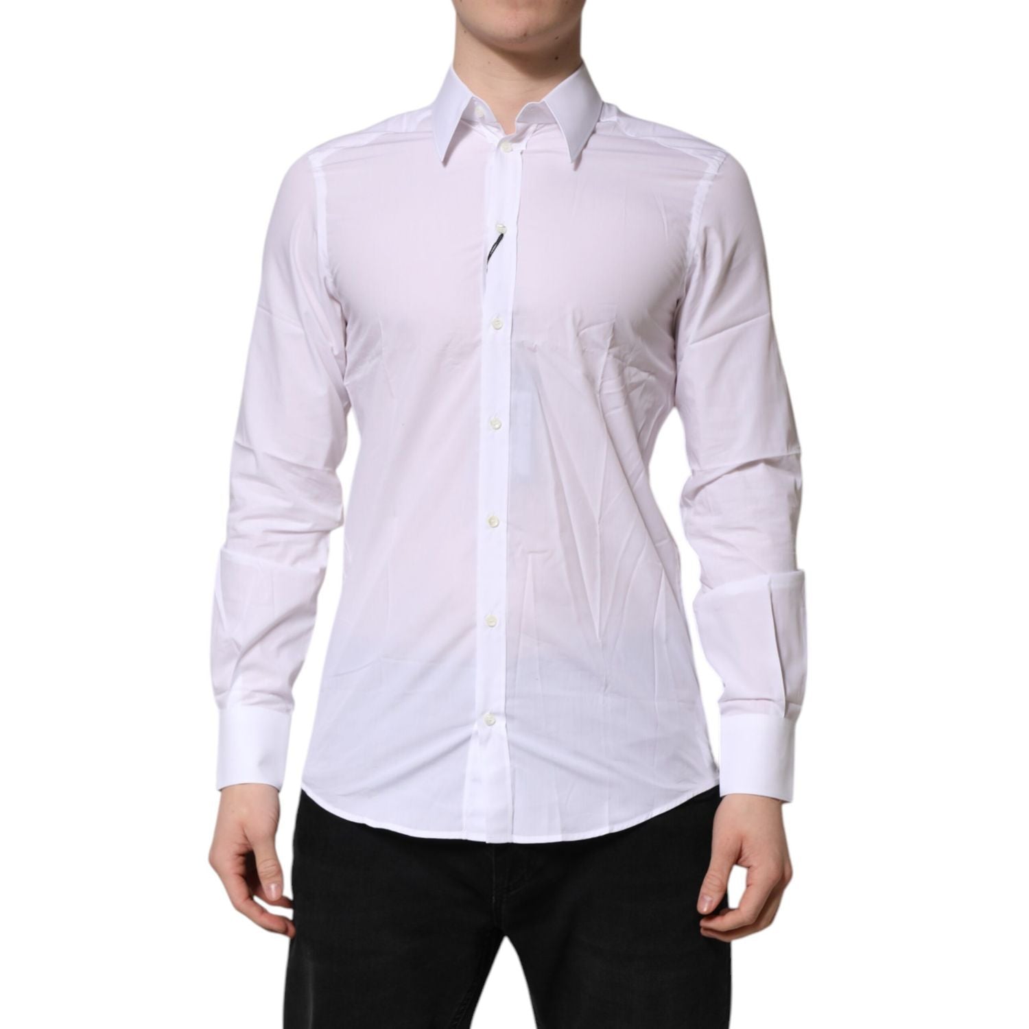 Dolce & Gabbana White MARTINI Long Sleeves Dress Formal Shirt