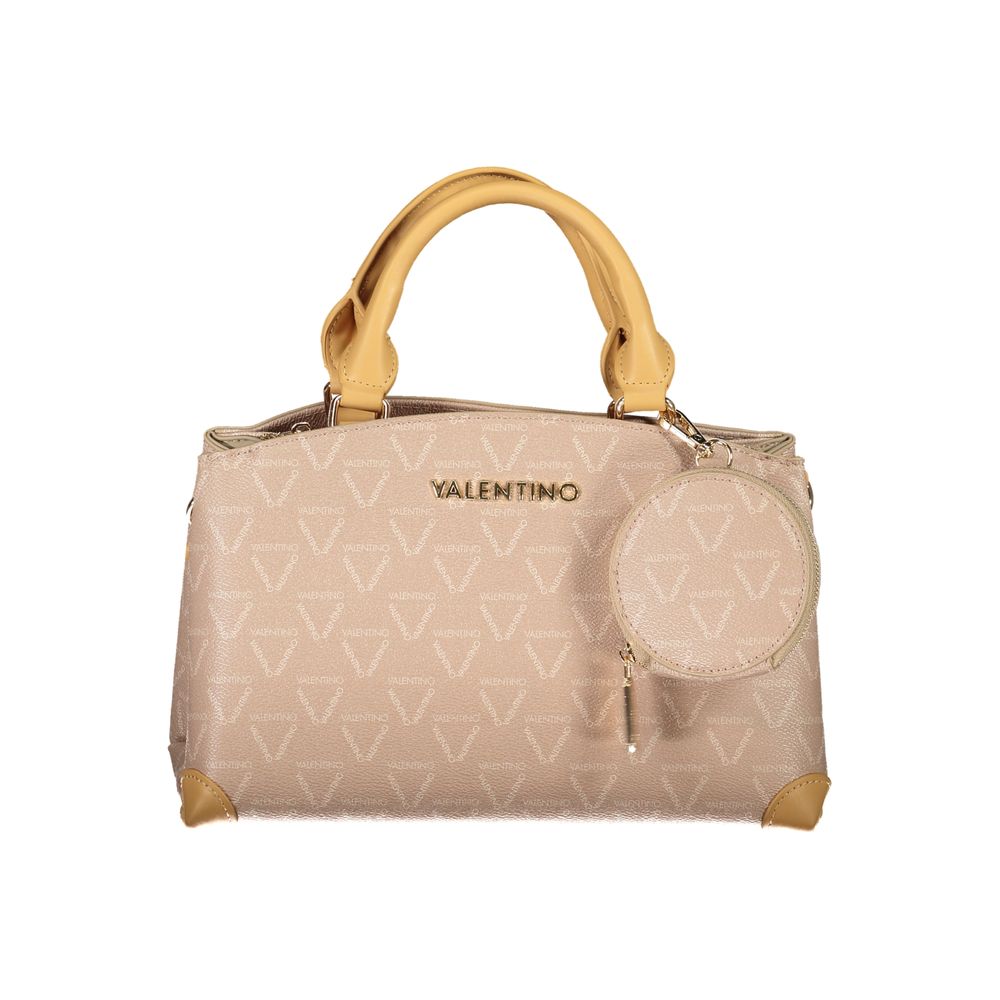 Mario Valentino Beige Polyethylene Handbag with two handles and adjustable straps, featuring logo and zip closure, recycled material