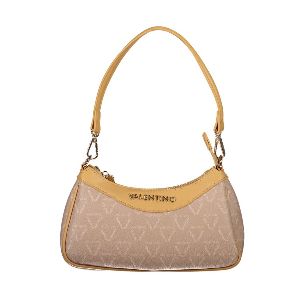 Mario Valentino Beige Polyethylene Handbag with adjustable strap and zip closure, featuring logo and contrasting details, eco-friendly.