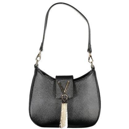 Alt Tag: Mario Valentino Black Polyethylene Women Handbag with detachable chain and removable shoulder handle