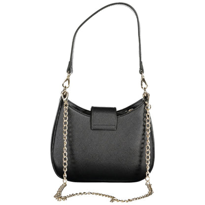 Mario Valentino Black Polyethylene Women Handbag with chain and shoulder strap