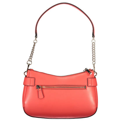 Guess Jeans Red Polyethylene Women Handbag with removable shoulder handle and external pocket for style and practicality.