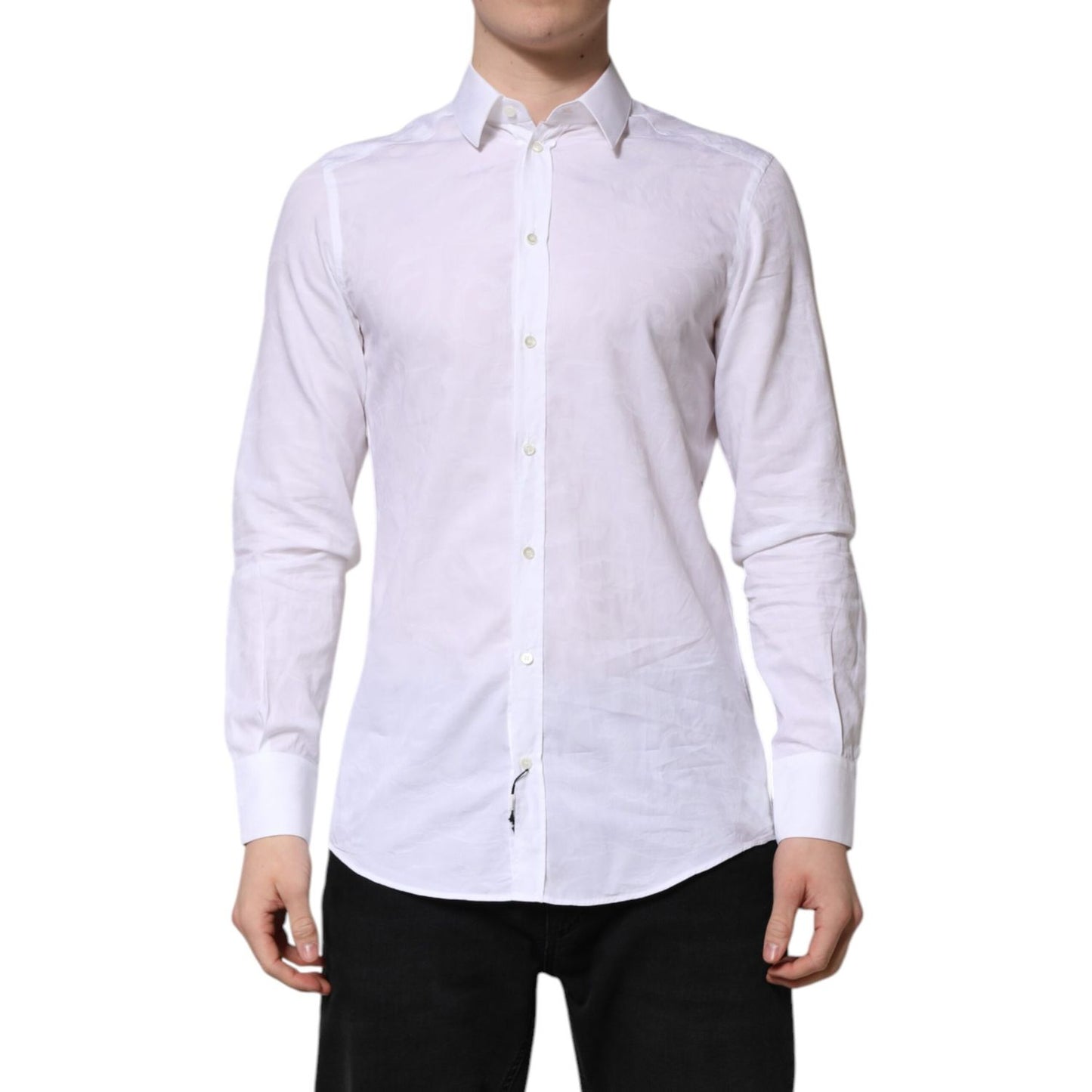 Dolce & Gabbana White MARTINI Cotton Long Sleeve Formal Shirt