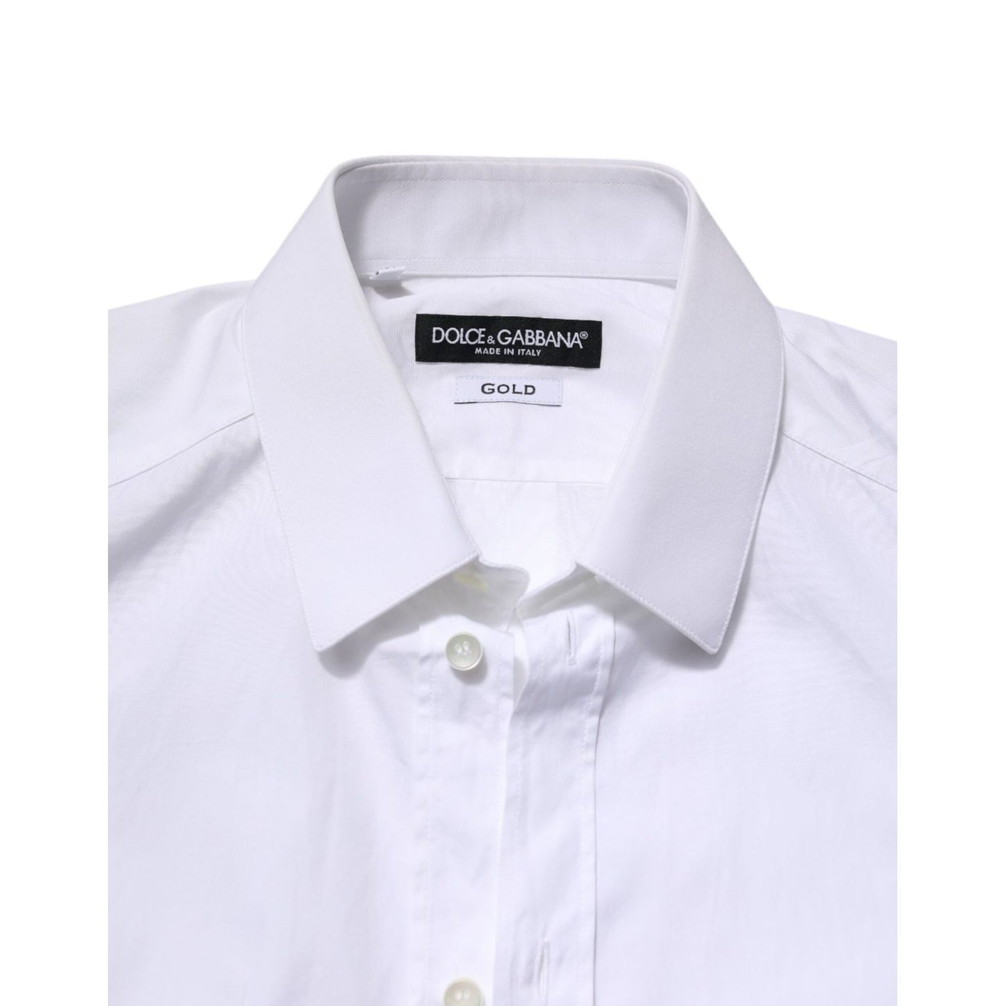Dolce & Gabbana White GOLD Cotton Long Sleeve Men Formal Shirt