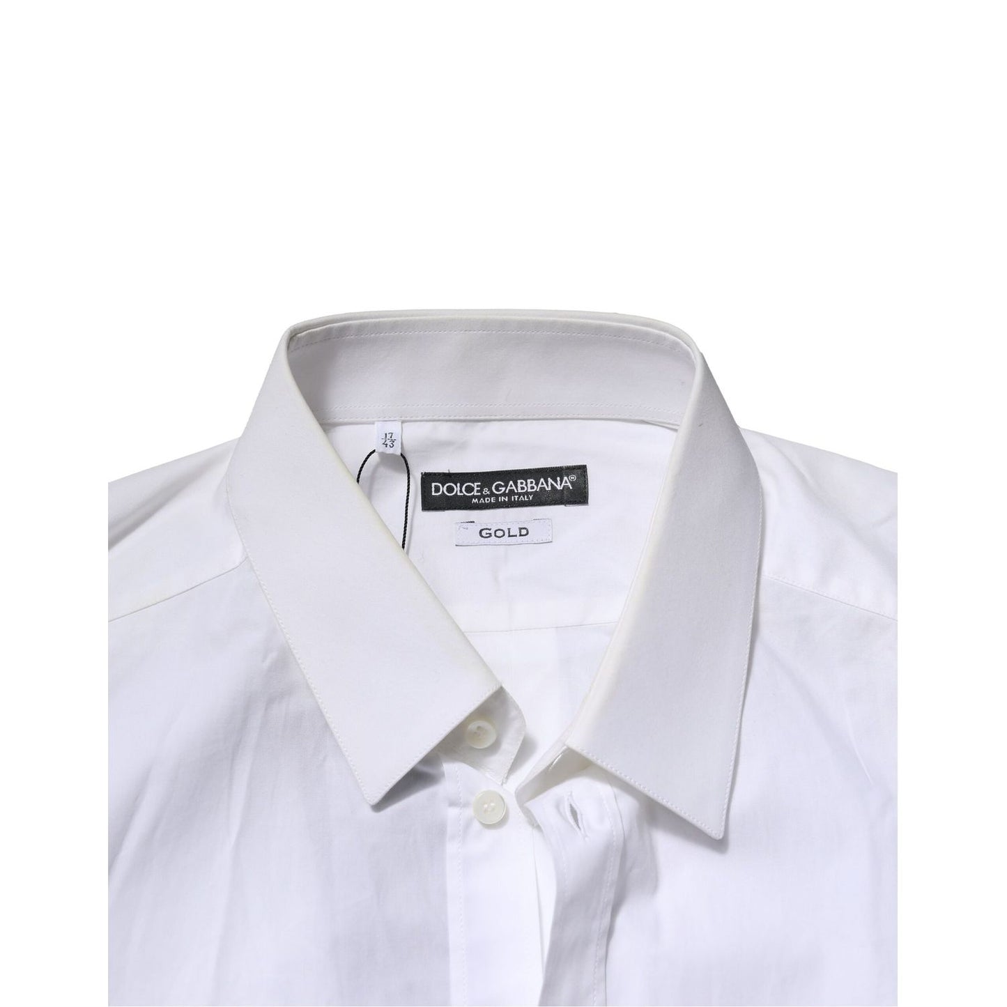 Dolce & Gabbana White GOLD Cotton Men Dress Formal Shirt