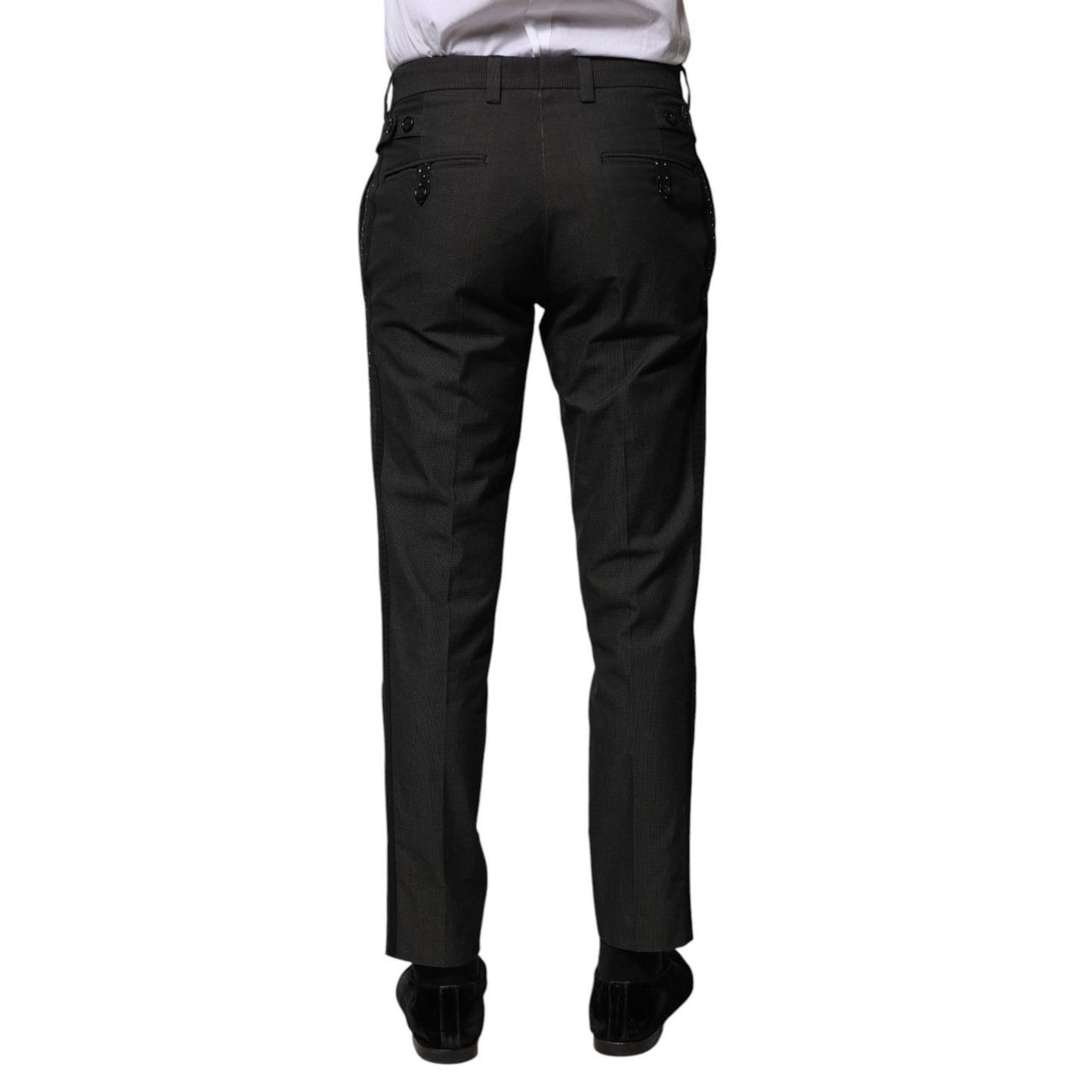 Dolce & Gabbana Gray Cotton Patterned Formal Pants