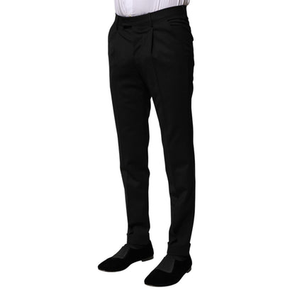 PT Torino Black Solid Formal Tapered Men Dress Pants
