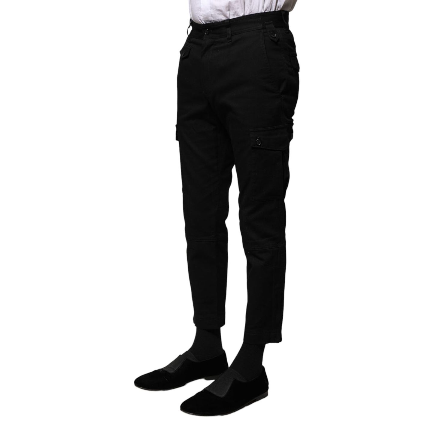 Dolce & Gabbana Black Cotton Formal Men Cropped Pants
