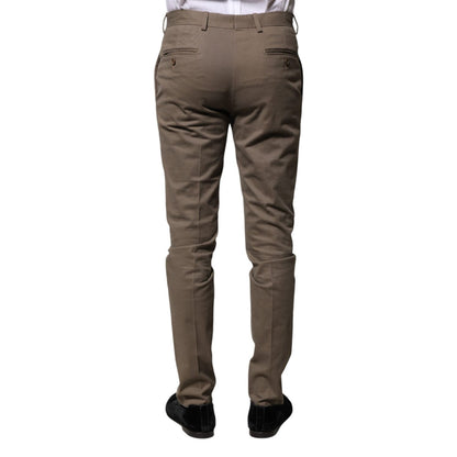 BENCIVENGA Brown Cotton Tapered Formal Dress Pants