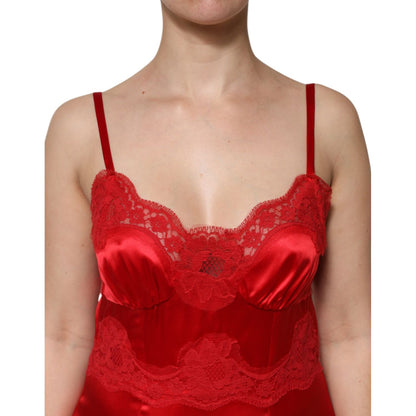 Dolce & Gabbana Red Silk Sleeveless Maxi Long Dress