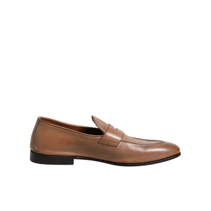 Brunello Cucinelli Brown Leather Loafer Dress Formal Shoes
