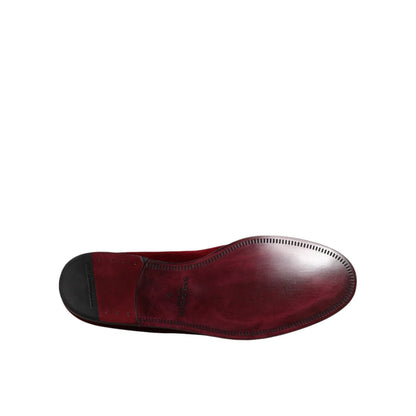 Dolce & Gabbana Red Cotton Velvet Slip On Loafers Formal Shoes