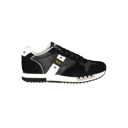 Blauer Black Polyester Men Sneaker with sleek design and contrast detailing, featuring a removable footbed and iconic Blauer logo.