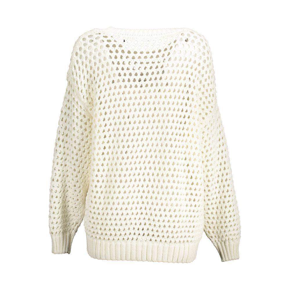 Gant White Cotton Women Sweater GA-14738-XL