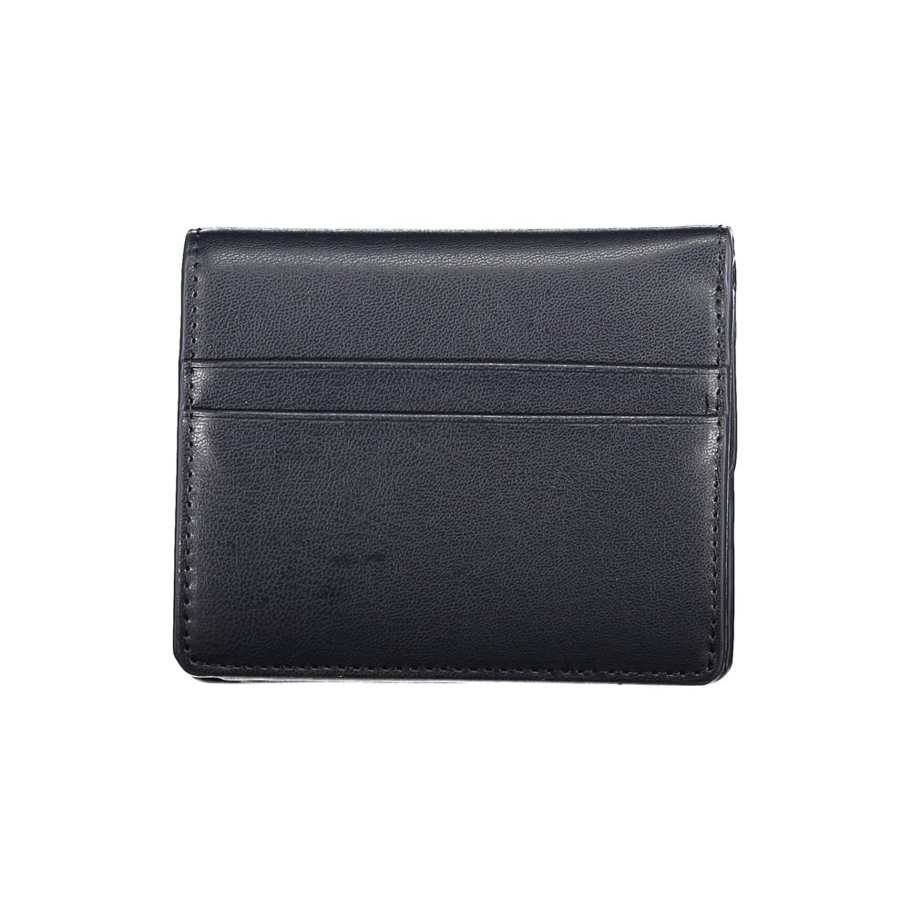 Tommy Hilfiger Blue Polyethylene Wallet with card slots, coin purse, and snap closure, featuring brand logo