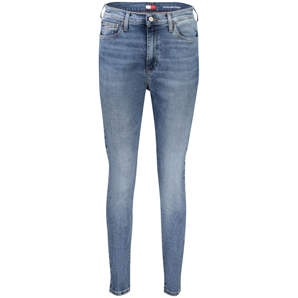 Tommy Hilfiger Blue Cotton Women's Skinny Jean with vintage washed effect and 5-pocket design, showcasing sustainable fashion.