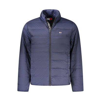 Tommy Hilfiger Blue Polyamide Men Jacket with logo and zip closure, eco-friendly and stylish for the modern trendsetter.