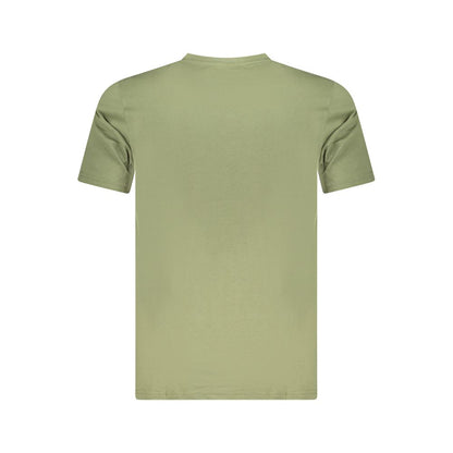 Cavalli Class Green Cotton Men T-Shirt back view showcasing cotton fabric and design simplicity.