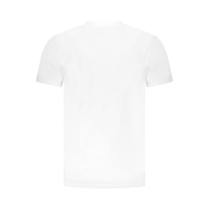 Cavalli Class White Cotton Men T-Shirt back view in soft cotton, featuring bold design.