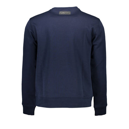 Back view of Plein Sport Blue Cotton Men Sweater showcasing elegant design and quality.