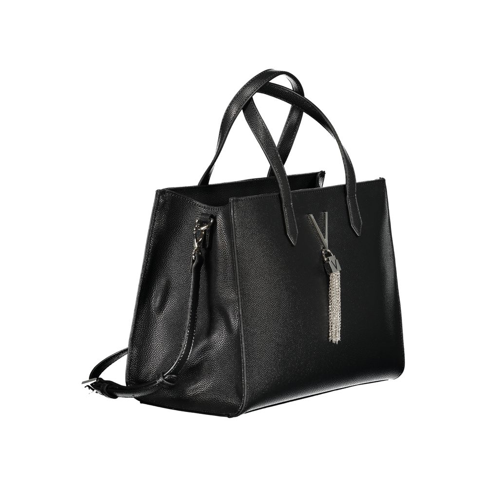 Mario Valentino Black Polyethylene Women Handbag with dual handles and detachable shoulder strap