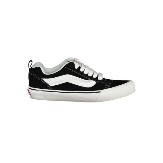 Side view of Vans Black Polyester Men Sneaker with iconic Old Skool design and contrasting details.