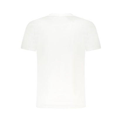 Back view of Cavalli Class White Cotton Men T-Shirt showcasing its luxurious cotton fabric and modern design.