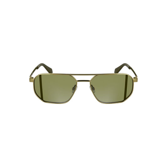 Calvin Klein Gold Metal Men Sunglass with sleek frame and green square lenses, offering stylish eye protection with luxury appeal.