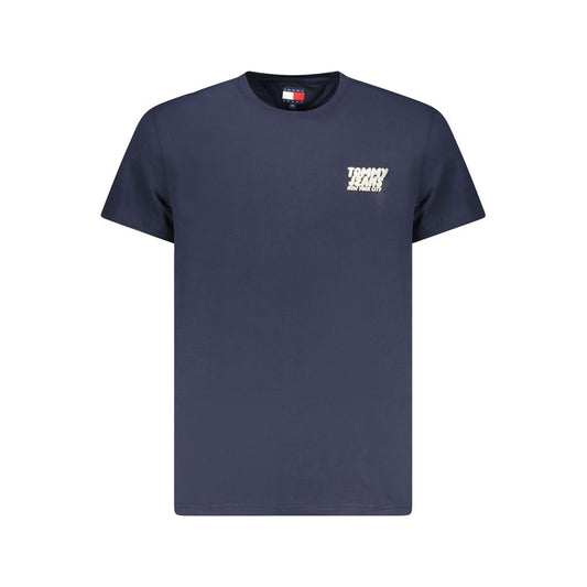 Tommy Hilfiger Blue Cotton Men T-Shirt with iconic embroidery and sustainable design.