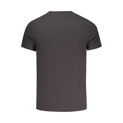 Back view of Tommy Hilfiger Black Cotton Men T-Shirt showcasing classic design and quality craftsmanship.
