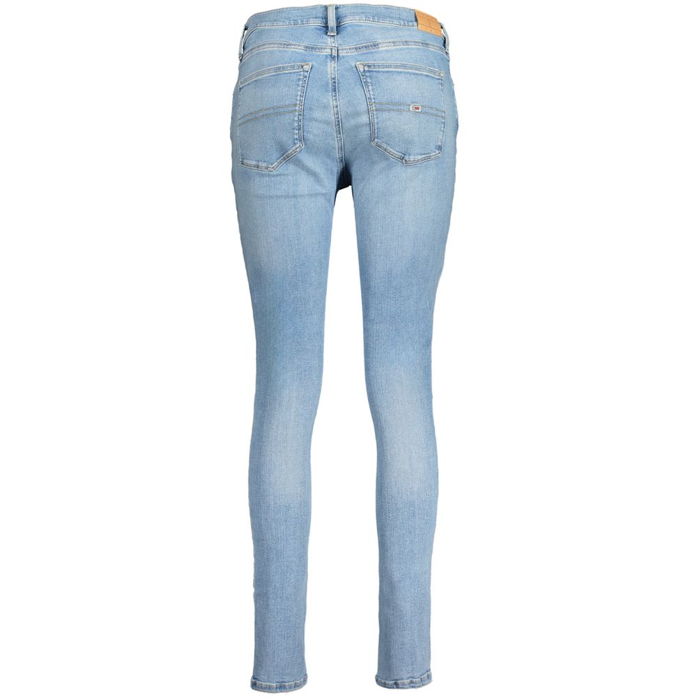 Back view of Tommy Hilfiger Blue Cotton Women Jeans showcasing the vintage washed effect and iconic logo.