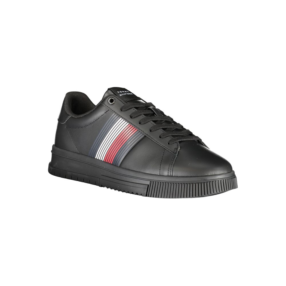 Tommy Hilfiger Black Polyester Sneaker with laces, contrast details, and logo